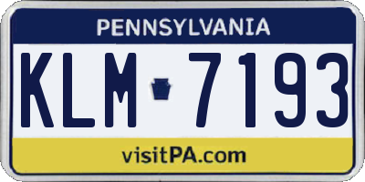 PA license plate KLM7193