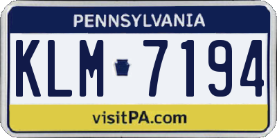 PA license plate KLM7194