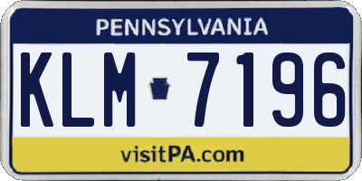 PA license plate KLM7196