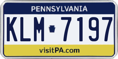 PA license plate KLM7197
