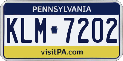 PA license plate KLM7202