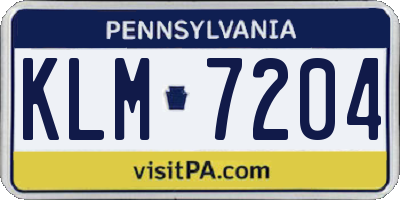 PA license plate KLM7204