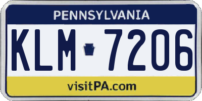 PA license plate KLM7206