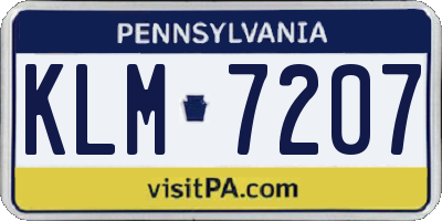 PA license plate KLM7207