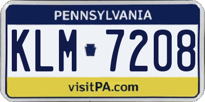 PA license plate KLM7208