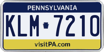 PA license plate KLM7210