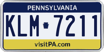 PA license plate KLM7211