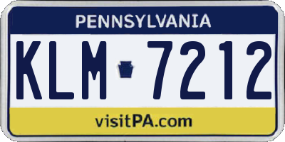 PA license plate KLM7212