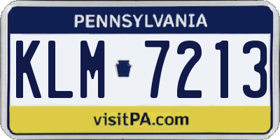 PA license plate KLM7213