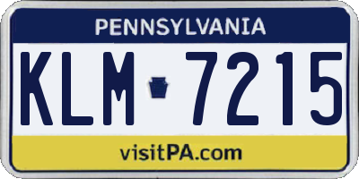 PA license plate KLM7215