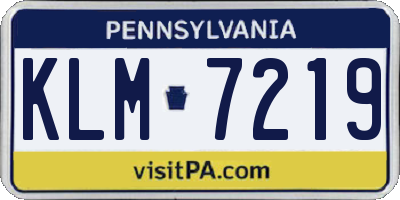 PA license plate KLM7219
