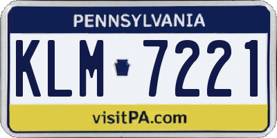 PA license plate KLM7221