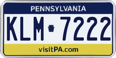 PA license plate KLM7222