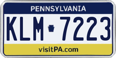 PA license plate KLM7223