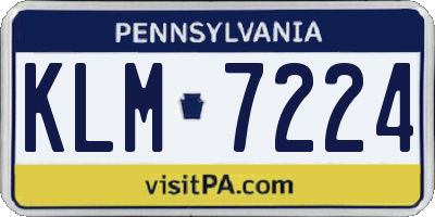 PA license plate KLM7224
