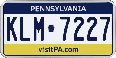 PA license plate KLM7227