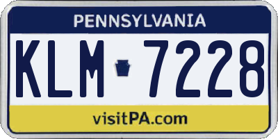 PA license plate KLM7228