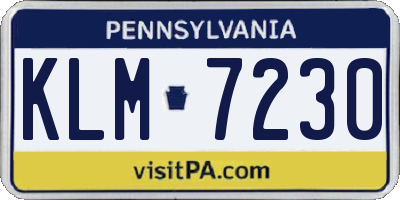 PA license plate KLM7230