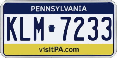 PA license plate KLM7233