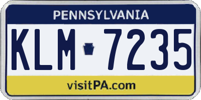 PA license plate KLM7235