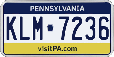 PA license plate KLM7236