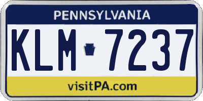 PA license plate KLM7237