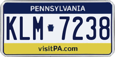 PA license plate KLM7238