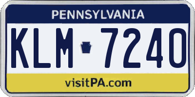PA license plate KLM7240