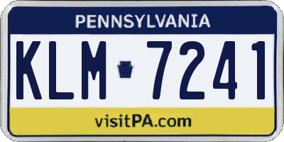 PA license plate KLM7241