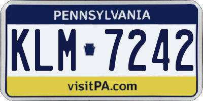 PA license plate KLM7242