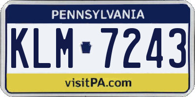PA license plate KLM7243