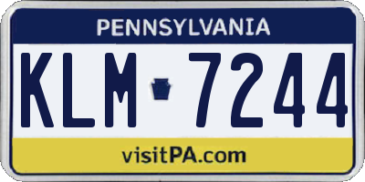 PA license plate KLM7244