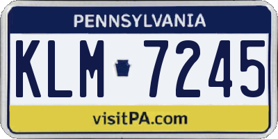 PA license plate KLM7245