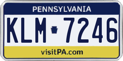 PA license plate KLM7246
