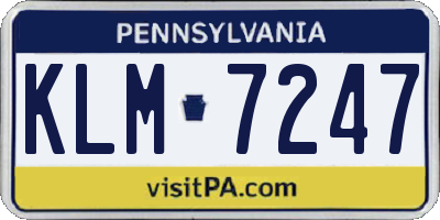 PA license plate KLM7247