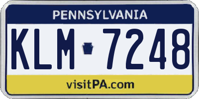 PA license plate KLM7248
