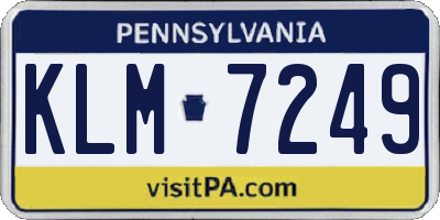 PA license plate KLM7249