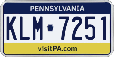 PA license plate KLM7251