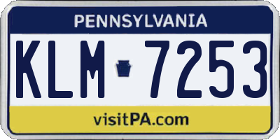 PA license plate KLM7253