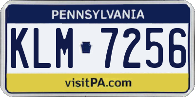 PA license plate KLM7256