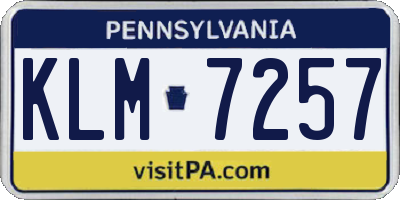 PA license plate KLM7257