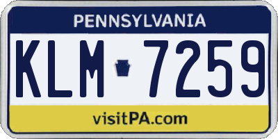 PA license plate KLM7259