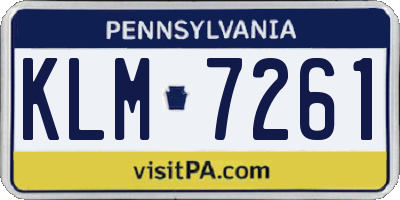 PA license plate KLM7261