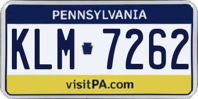 PA license plate KLM7262
