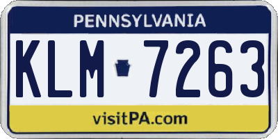 PA license plate KLM7263