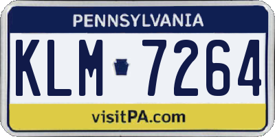 PA license plate KLM7264
