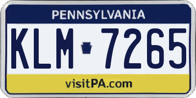 PA license plate KLM7265