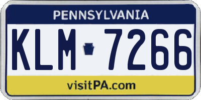 PA license plate KLM7266