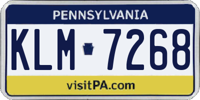 PA license plate KLM7268