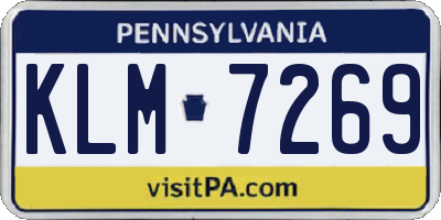 PA license plate KLM7269